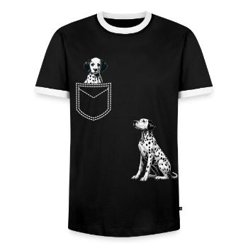 Dalmatiner Hunde Liebhaber Hundebesitzer - Männer Kontrast-T-Shirt - Schwarz/Weiß - Vorne - AI Model Female 172 light (172cm) & AI Model Male 178 light (178cm)