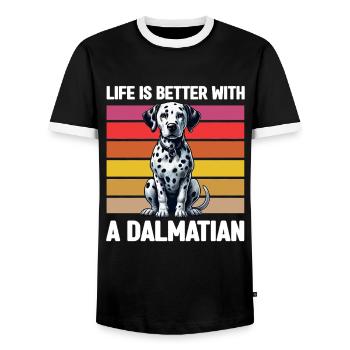 Dalmatiner Hunde Liebhaber Hundebesitzer - Männer Kontrast-T-Shirt - Schwarz/Weiß - Vorne - AI Model Female 172 light (172cm) & AI Model Male 178 light (178cm)