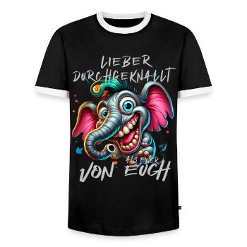 Lieber durchgeknallt als einer von euch – Elefant - Männer Kontrast-T-Shirt - Schwarz/Weiß - Vorne - AI Model Female 172 light (172cm) & AI Model Male 178 light (178cm)