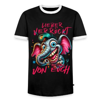 Lieber verrückt als einer von euch – Elefant - Männer Kontrast-T-Shirt - Schwarz/Weiß - Vorne - AI Model Female 172 light (172cm) & AI Model Male 178 light (178cm)