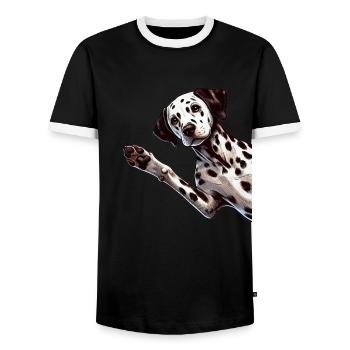 Dalmatiner Hunde Liebhaber Hundebesitzer - Männer Kontrast-T-Shirt - Schwarz/Weiß - Vorne - AI Model Female 172 light (172cm) & AI Model Male 178 light (178cm)