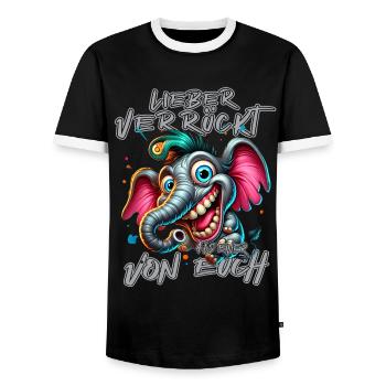 Mieux vaut être fou que l’un d’entre vous – éléphant - T-shirt contrasté Homme - noir/blanc - Devant - AI Model Female 172 light (172cm) & AI Model Male 178 light (178cm)