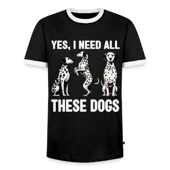Dalmatiner Hunde Liebhaber Hundebesitzer - Männer Kontrast-T-Shirt - Schwarz/Weiß - Vorne - AI Model Female 172 light (172cm) & AI Model Male 178 light (178cm)