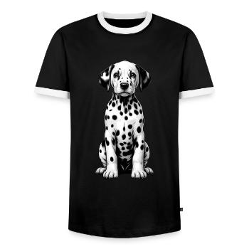 Dalmatiner Hunde Liebhaber Hundebesitzer - Männer Kontrast-T-Shirt - Schwarz/Weiß - Vorne - AI Model Female 172 light (172cm) & AI Model Male 178 light (178cm)