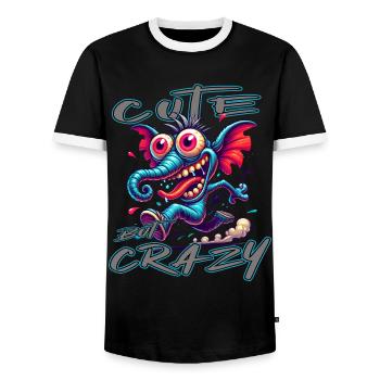 Cute but Crazy Elephant Comic Style - Men's Ringer Shirt - black/white - Front - AI Model Female 172 light (172cm) & AI Model Male 178 light (178cm)