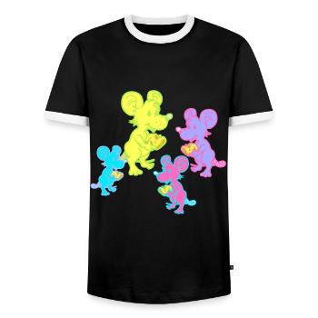 Retro Mice Mouse 80s 90s Vintage Kids Child - Men's Ringer Shirt - black/white - Front - AI Model Female 172 light (172cm) & AI Model Male 178 light (178cm)