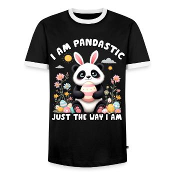 I am Pandastic just the way I am - Men's Ringer Shirt - black/white - Front - AI Model Female 172 light (172cm) & AI Model Male 178 light (178cm)