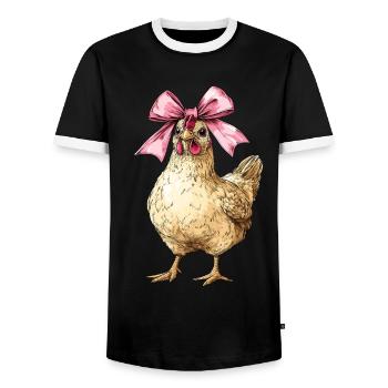 Coquette Bow Chicken Farm Ferme Rosa Fête des Mères - T-shirt contrasté Homme - noir/blanc - Devant - AI Model Female 172 light (172cm) & AI Model Male 178 light (178cm)