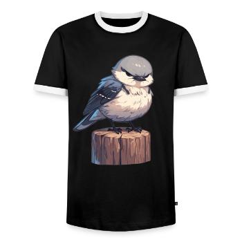 Spottdrosseln Spottdrossel - Männer Kontrast-T-Shirt - Schwarz/Weiß - Vorne - AI Model Female 172 light (172cm) & AI Model Male 178 light (178cm)