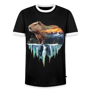 Wasserschwein - Männer Kontrast-T-Shirt - Schwarz/Weiß - Vorne - AI Model Female 172 light (172cm) & AI Model Male 178 light (178cm)