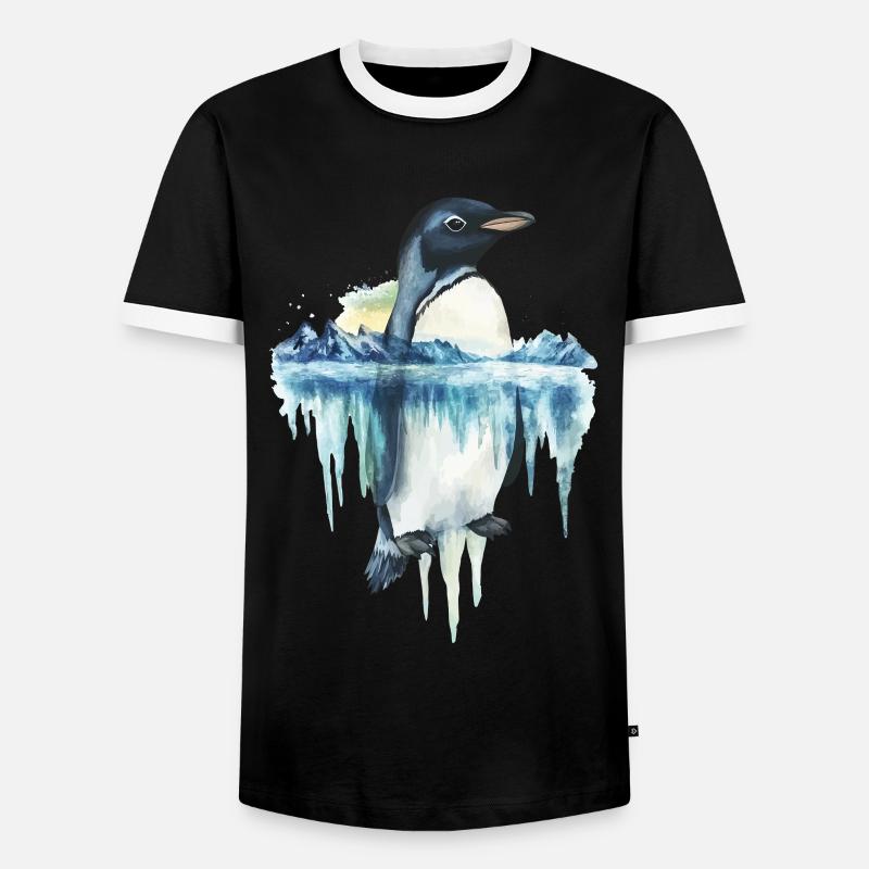 Pinguin - Männer Kontrast-T-Shirt - Schwarz/Weiß