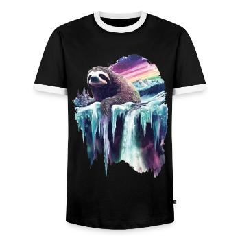 Faultier - Männer Kontrast-T-Shirt - Schwarz/Weiß - Vorne - AI Model Female 172 light (172cm) & AI Model Male 178 light (178cm)