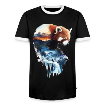 Roter Panda - Männer Kontrast-T-Shirt - Schwarz/Weiß - Vorne - AI Model Female 172 light (172cm) & AI Model Male 178 light (178cm)