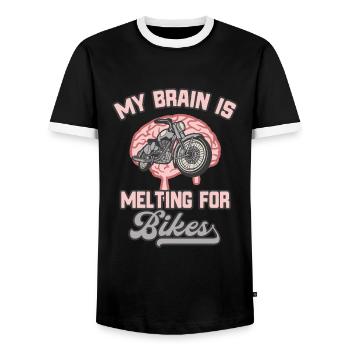 Motorcycle Brain Motorcycles Funny Biker - Men's Ringer Shirt - black/white - Front - AI Model Female 172 light (172cm) & AI Model Male 178 light (178cm)