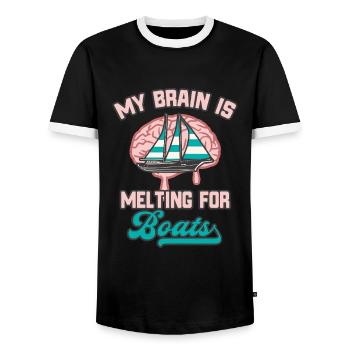 Gehirn Boote Segeln Bootfahren Lustiges Segler - Männer Kontrast-T-Shirt - Schwarz/Weiß - Vorne - AI Model Female 172 light (172cm) & AI Model Male 178 light (178cm)