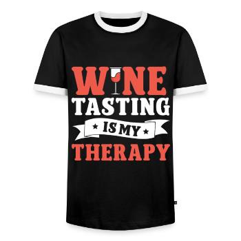 Wine Tasting Funny Wine Lover - Männer Kontrast-T-Shirt - Schwarz/Weiß - Vorne - AI Model Female 172 light (172cm) & AI Model Male 178 light (178cm)