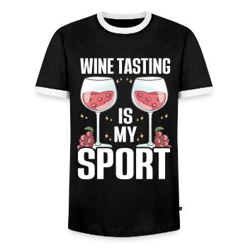 Wine Tasting Funny Wine Lover - Männer Kontrast-T-Shirt - Schwarz/Weiß - Vorne - AI Model Female 172 light (172cm) & AI Model Male 178 light (178cm)