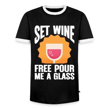 Wine Tasting Funny Wine Lover - Männer Kontrast-T-Shirt - Schwarz/Weiß - Vorne - AI Model Female 172 light (172cm) & AI Model Male 178 light (178cm)