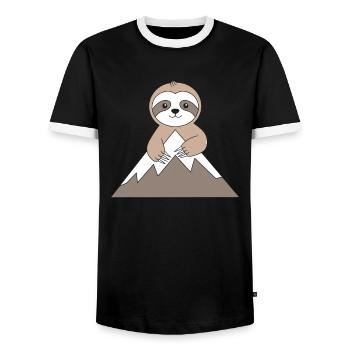Gemütlicher Bergsteiger Faultier Mountaineer - Männer Kontrast-T-Shirt - Schwarz/Weiß - Vorne - AI Model Female 172 light (172cm) & AI Model Male 178 light (178cm)