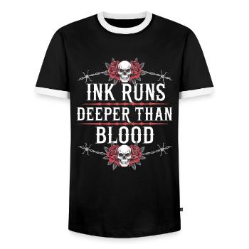 Tattoo Studio Tattoo Artist Tattoo Ideas - Men's Ringer Shirt - black/white - Front - AI Model Female 172 light (172cm) & AI Model Male 178 light (178cm)