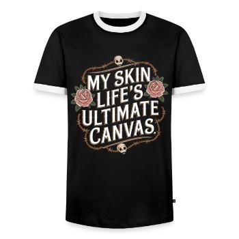Tattoo Studio Tattoo Artist Tattoo Ideas - Men's Ringer Shirt - black/white - Front - AI Model Female 172 light (172cm) & AI Model Male 178 light (178cm)