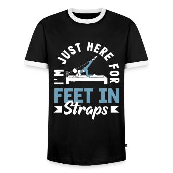 Pilates : juste là pour les pieds en sangles - T-shirt contrasté Homme - noir/blanc - Devant - AI Model Female 172 light (172cm) & AI Model Male 178 light (178cm)