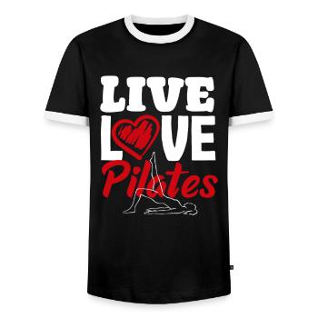 Pilates Live Love Pilates Passion - T-shirt contrasté Homme - noir/blanc - Devant - AI Model Female 172 light (172cm) & AI Model Male 178 light (178cm)