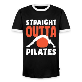 Pilates Straight Outta Pilates Style - T-shirt contrasté Homme - noir/blanc - Devant - AI Model Female 172 light (172cm) & AI Model Male 178 light (178cm)