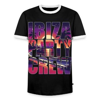 Vacances Ibiza Party Crew Îles Baléares - T-shirt contrasté Homme - noir/blanc - Devant - AI Model Female 172 light (172cm) & AI Model Male 178 light (178cm)