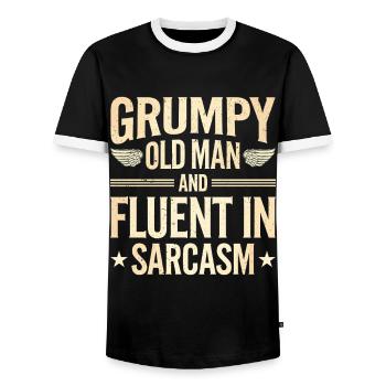 Grumpy Old Man Grumpy - Men's Ringer Shirt - black/white - Front - AI Model Female 172 light (172cm) & AI Model Male 178 light (178cm)