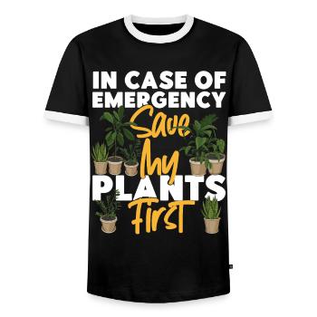 Plant Lover Gardening In Case Of - Men's Ringer Shirt - black/white - Front - AI Model Female 172 light (172cm) & AI Model Male 178 light (178cm)