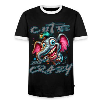 Cute but Crazy Elefant Comic Stil - Männer Kontrast-T-Shirt - Schwarz/Weiß - Vorne - AI Model Female 172 light (172cm) & AI Model Male 178 light (178cm)