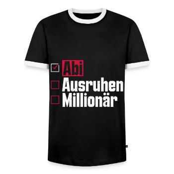 Abitur ABI AUSRUHEN MILLIONÄR Abi Lustiges - Männer Kontrast-T-Shirt - Schwarz/Weiß - Vorne - AI Model Female 172 light (172cm) & AI Model Male 178 light (178cm)