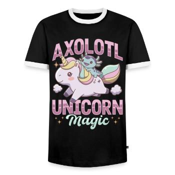 Cute Axolotl Unicorn Axolotl Unicorn Magic - Men's Ringer Shirt - black/white - Front - AI Model Female 172 light (172cm) & AI Model Male 178 light (178cm)