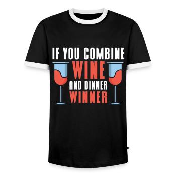 Wine Tasting Funny Wine Lover - Männer Kontrast-T-Shirt - Schwarz/Weiß - Vorne - AI Model Female 172 light (172cm) & AI Model Male 178 light (178cm)