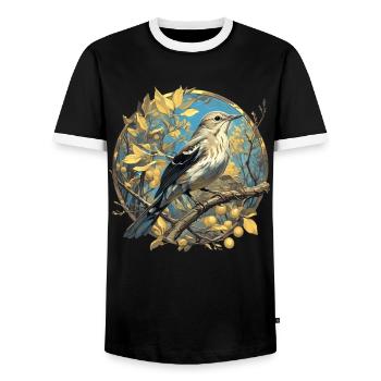 Spottdrosseln Spottdrossel - Männer Kontrast-T-Shirt - Schwarz/Weiß - Vorne - AI Model Female 172 light (172cm) & AI Model Male 178 light (178cm)