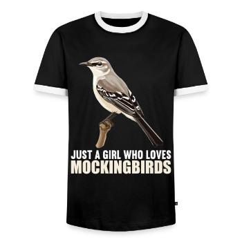 Spottdrosseln Spottdrossel - Männer Kontrast-T-Shirt - Schwarz/Weiß - Vorne - AI Model Female 172 light (172cm) & AI Model Male 178 light (178cm)