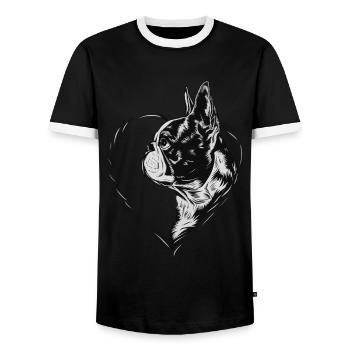 Boston Terrier - Männer Kontrast-T-Shirt - Schwarz/Weiß - Vorne - AI Model Female 172 light (172cm) & AI Model Male 178 light (178cm)