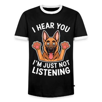 German Shepherd Saying German Shepherd Gift - Men's Ringer Shirt - black/white - Front - AI Model Female 172 light (172cm) & AI Model Male 178 light (178cm)
