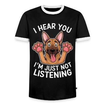 German Shepherd Saying German Shepherd Gift - Men's Ringer Shirt - black/white - Front - AI Model Female 172 light (172cm) & AI Model Male 178 light (178cm)