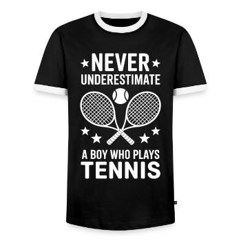 Tennis Dire Garçons Drôle Tennis Cadeau - T-shirt contrasté Homme - noir/blanc - Devant - AI Model Female 172 light (172cm) & AI Model Male 178 light (178cm)