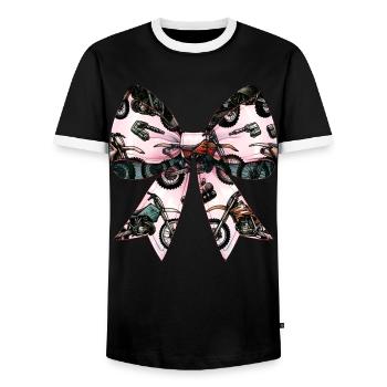 Coquette Bow Dirt Bike Motocross Maman Fête des Mères - T-shirt contrasté Homme - noir/blanc - Devant - AI Model Female 172 light (172cm) & AI Model Male 178 light (178cm)