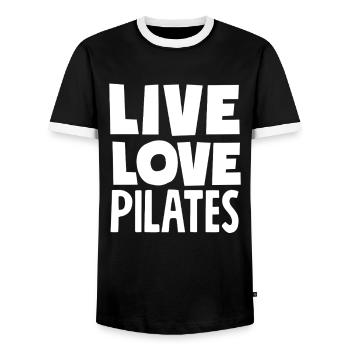 Pilates Life Équilibre amoureux - T-shirt contrasté Homme - noir/blanc - Devant - AI Model Female 172 light (172cm) & AI Model Male 178 light (178cm)