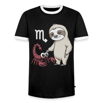 Skorpion Sternzeichen Faultier trifft niedlichen - Männer Kontrast-T-Shirt - Schwarz/Weiß - Vorne - AI Model Female 172 light (172cm) & AI Model Male 178 light (178cm)