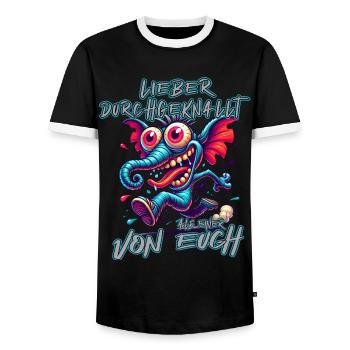 Mieux vaut être fou que l’un d’entre vous – éléphant - T-shirt contrasté Homme - noir/blanc - Devant - AI Model Female 172 light (172cm) & AI Model Male 178 light (178cm)