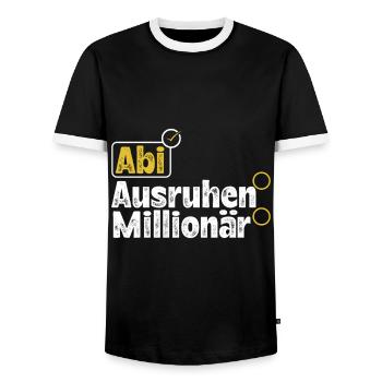 Abitur ABI AUSRUHEN MILLIONÄR Abi Lustiges - Männer Kontrast-T-Shirt - Schwarz/Weiß - Vorne - AI Model Female 172 light (172cm) & AI Model Male 178 light (178cm)