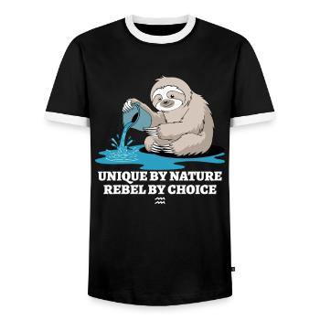 Wassermann-Zodiak Faultier Einzigartig Naturgemäß - Männer Kontrast-T-Shirt - Schwarz/Weiß - Vorne - AI Model Female 172 light (172cm) & AI Model Male 178 light (178cm)