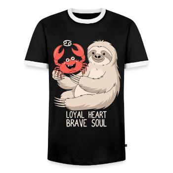 Signe du zodiaque Cancer Paresse : Cœur loyal courageux - T-shirt contrasté Homme - noir/blanc - Devant - AI Model Female 172 light (172cm) & AI Model Male 178 light (178cm)