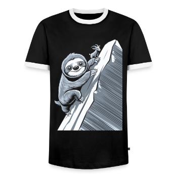 Zodiaque Capricorne Paresseux sur la montagne - T-shirt contrasté Homme - noir/blanc - Devant - AI Model Female 172 light (172cm) & AI Model Male 178 light (178cm)