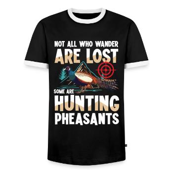 Duck hunters shoot heavier loads flag - Men's Ringer Shirt - black/white - Front - AI Model Female 172 light (172cm) & AI Model Male 178 light (178cm)